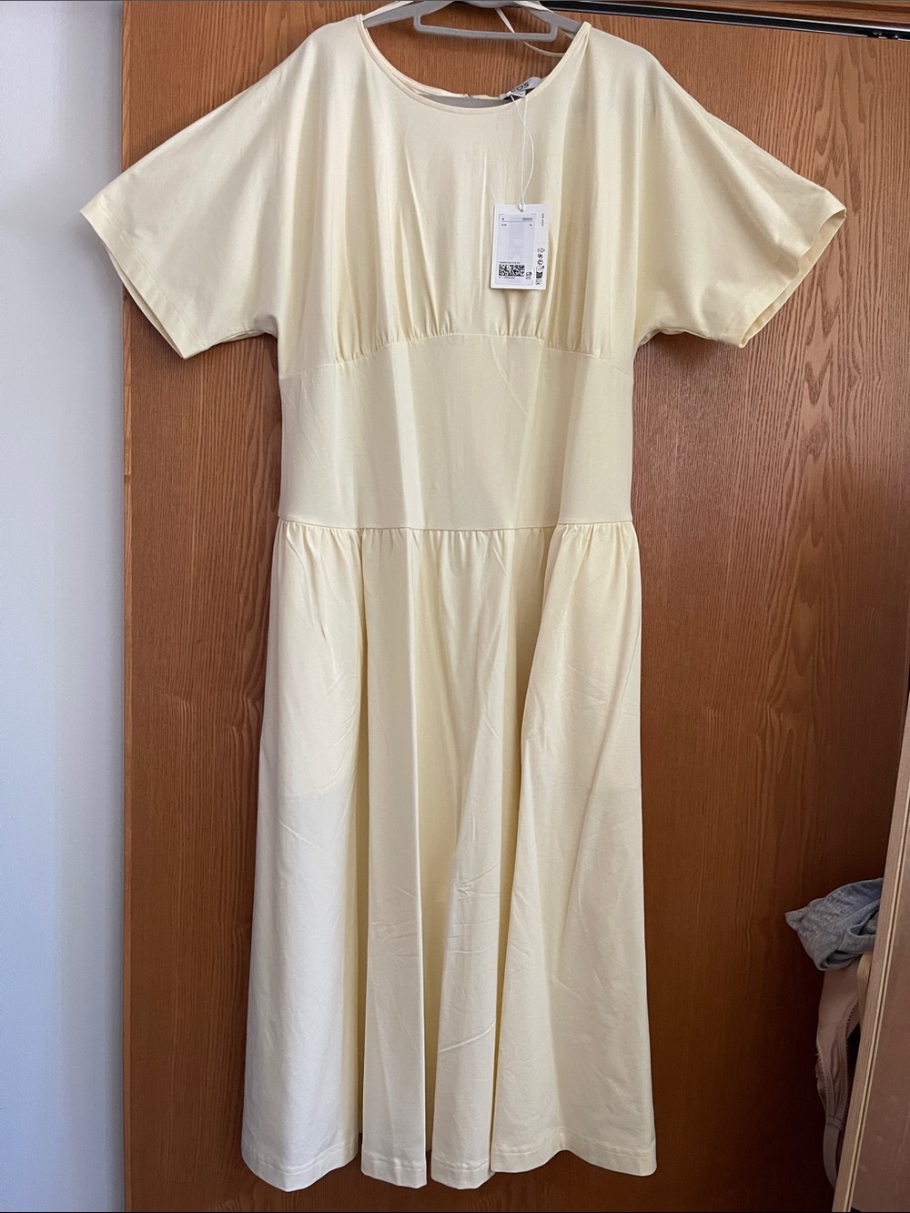 COS Soft Cream Dress with Short Sleeves
